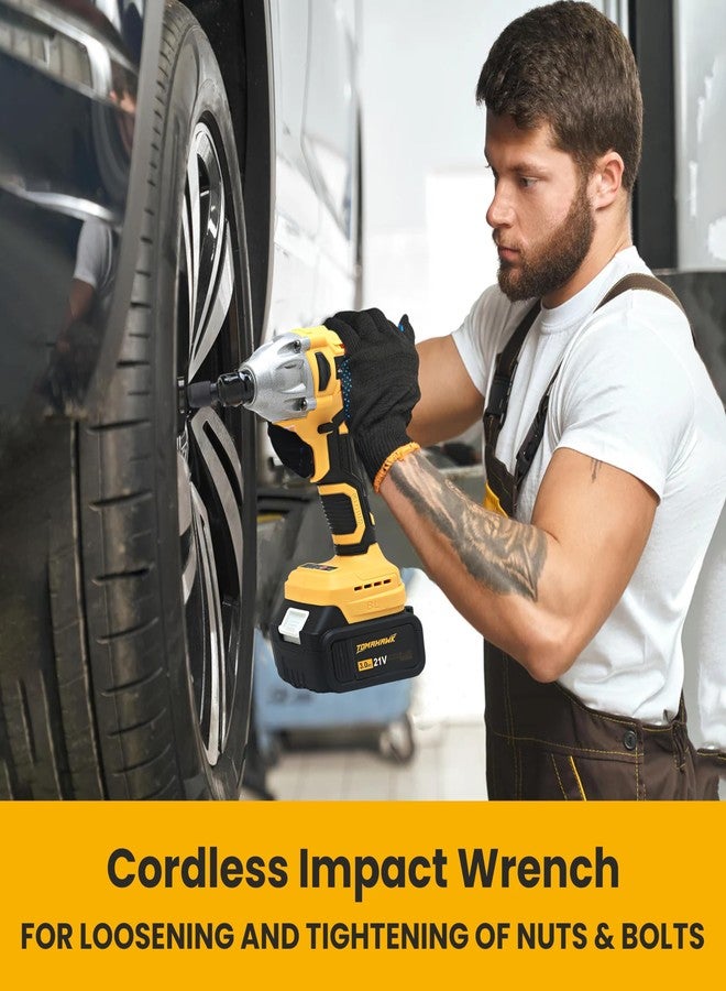 Tomahawk 20V Brushless Cordless Impact Wrench T8582, 300Nm Torque, ½” Square Drive + ¼” Hex, 2×3.0Ah Batteries, LED Light, Heavy Duty Professional Tool - Image 3